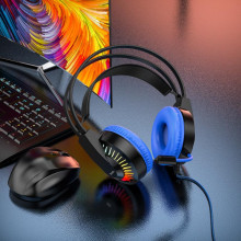 Накладные наушники Hoco W105 Joyful (USB+3.5mm/1.2m) – Синий