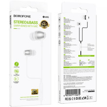 Навушники Borofone BM95 Excepcional universal with microphone (3.5mm/1.2m) – Срібний