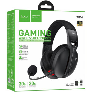 Накладные беспроводные наушники Hoco W114 Magic +3.5mm+2.4G – Черный