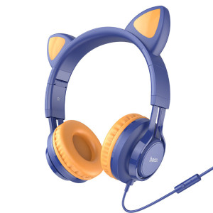 Накладные наушники Hoco W36 Cat ear (3.5mm/1.2m) – Темно-синий