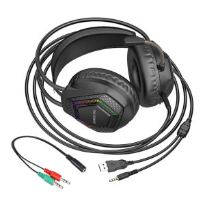 Накладные наушники Borofone BO105 Thunder 3.5mm+USB – Черный