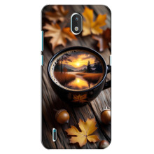 Чехол с уникальным дизайном «Осень с кофе» для Nokia 1.3 – Тёмный кофе