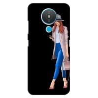 Чехол с картинкой Модные Девчонки Nokia 1.4 – Девушка со смартфоном