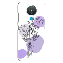 Силиконовый чехол с принтом в цветах на Nokia 1.4 – Фиолетовый букет