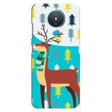 Силиконовый бампер с картинкой животных для Nokia 1.4 (Олень с шарфом)