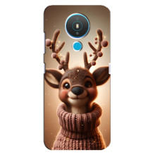 Яскравий чохол для Nokia 1.4 з Зимові Оленята – Олень в светрі