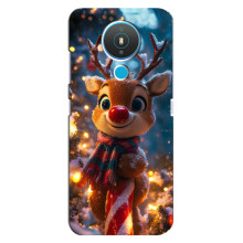Яскравий чохол для Nokia 1.4 з Зимові Оленята – Олень з шарфом