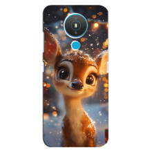 Яскравий чохол для Nokia 1.4 з Зимові Оленята – Оленятко серед герлянд