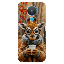 Печатный чехол «Зверята с кофе» для Nokia 1.4 – Жираф с кофе