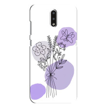 Силконовий чохол з принтом в квітах на Nokia 2.3 – Фіолетовий букет
