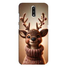 Яскравий чохол для Nokia 2.3 з Зимові Оленята – Олень в светрі