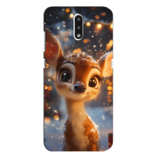 Яскравий чохол для Nokia 2.3 з Зимові Оленята – Оленятко серед герлянд