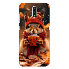 Печатный чехол «Зверята с кофе» для Nokia 2.3 – Белка с кофе