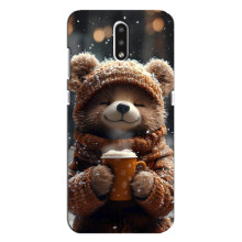 Печатный чехол «Зверята с кофе» для Nokia 2.3 – Мишка с кофе