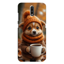 Печатный чехол «Зверята с кофе» для Nokia 2.3 – Песик с кофе