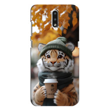 Печатный чехол «Зверята с кофе» для Nokia 2.3 – Тигр с кофе