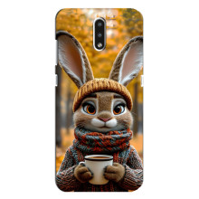 Печатный чехол «Зверята с кофе» для Nokia 2.3 – Зайчик с кофе