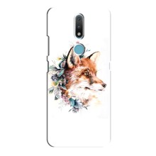 Чехлы с картинкой Лисички для Nokia 2.4 (VPrint) (Лисичка в цветочках)