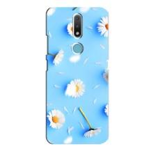 Чохол з Квітами для Nokia 2.4 (ромашки на блакитному)