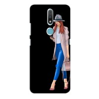 Чехол с картинкой Модные Девчонки Nokia 2.4 (Девушка со смартфоном)
