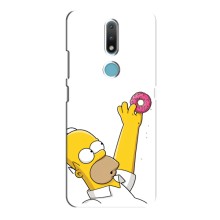 Чехол с Симпсонами для Nokia 2.4 (VPrint) (Гомер с пончиком)