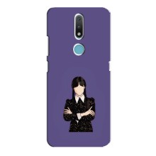 Чехлы Венсдей на Nokia 2.4 Уэнсдей (AlphaPrint) (Уэнздей в черном)