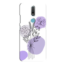 Силиконовый чехол с принтом в цветах на Nokia 2.4 (Фиолетовый букет)