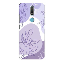 Силиконовый чехол с принтом в цветах на Nokia 2.4 (Фиолетовый дизайн)