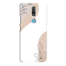 Силиконовый чехол с принтом в цветах на Nokia 2.4 (Нюдовый дизайн)