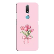 Чехол с розовым рисунком для Nokia 2.4 (Букет цветов)