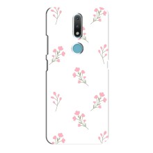 Чехол с розовым рисунком для Nokia 2.4 (Розовые цветы)
