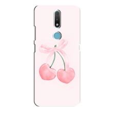 Чехол с розовым рисунком для Nokia 2.4 (Розовые вишни)