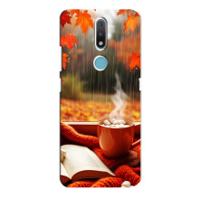 Чехол с уникальным дизайном «Осень с кофе» для Nokia 2.4 – Кофе и дождь
