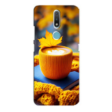 Чехол с уникальным дизайном «Осень с кофе» для Nokia 2.4 – Кофе с жёлтым
