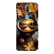 Чехол с уникальным дизайном «Осень с кофе» для Nokia 2.4 – Тёмный кофе
