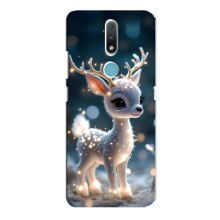 Яскравий чохол для Nokia 2.4 з Зимові Оленята – Блискуче оленятко