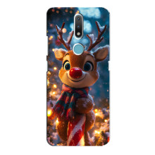 Яскравий чохол для Nokia 2.4 з Зимові Оленята – Олень з шарфом
