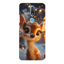 Яскравий чохол для Nokia 2.4 з Зимові Оленята – Оленятко серед герлянд