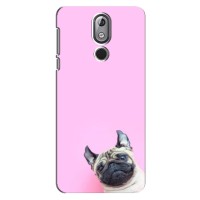 Бампер для Nokia 3.2 (2019) с картинкой "Песики" (Собака на розовом)