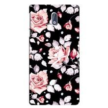 Чехлы с Цветами для Nokia 3 (VPrint) (Цветочки на черном)