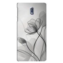 Чехол с цветочным принтом на Нокиа 3 – Черные цветы