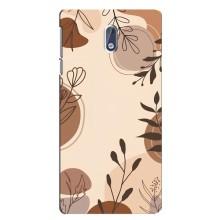 Чехол с цветочным принтом на Нокиа 3 – Коричневые цветы
