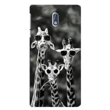 Силиконовый чехол с КАРТИНКАМИ лето для Nokia 3 (AlphaPrint) – Жирафы в очках