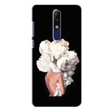 Чехлы (ART) Цветы на Nokia 5.1 Plus (X5) (VPrint) (Белые цветы)