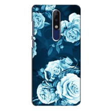 Чехлы (ART) Цветы на Nokia 5.1 Plus (X5) (VPrint) (Голубые Бутоны)