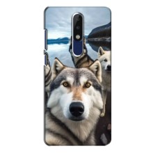 Чехол с Хаски для Nokia 5.1 Plus (X5) - (AlphaPrint) (Селфи ХАски)