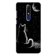 Чехол с принтом для Nokia 5.1 Plus (X5) (AlphaPrint) Модные коты – Котик и луна