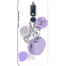 Силиконовый чехол с принтом в цветах на Nokia 5 2018, 5.1 – Фиолетовый букет