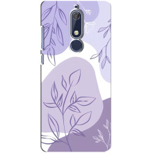 Силиконовый чехол с принтом в цветах на Nokia 5 2018, 5.1 – Фиолетовый дизайн