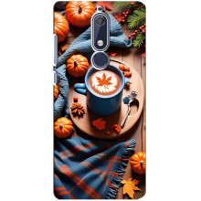 Чехол с уникальным дизайном «Осень с кофе» для Nokia 5 2018, 5.1 – Кофе и тыквы